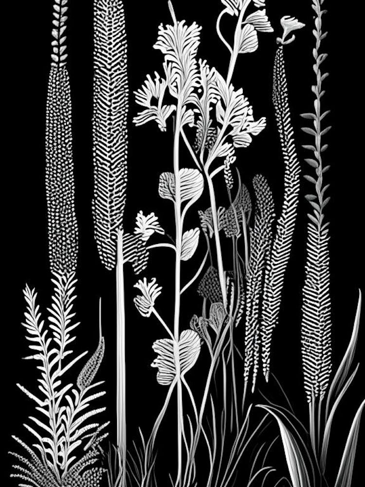 Horsetail Wildflower Linocut 1