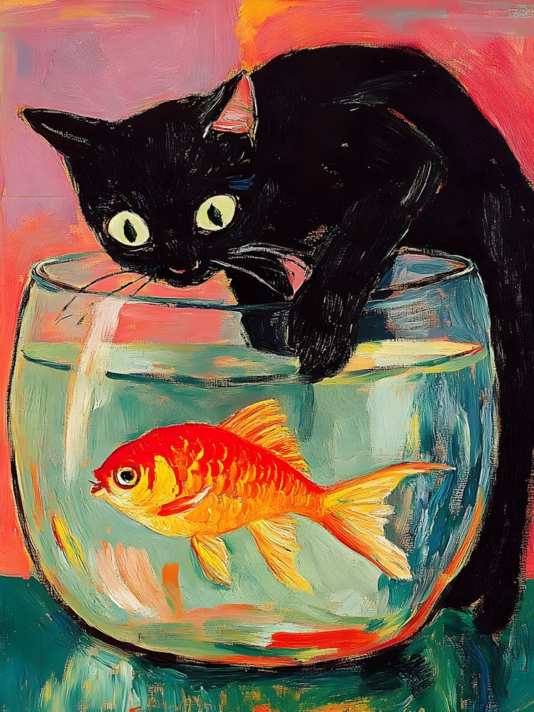 Cat In Goldfish Bowl
