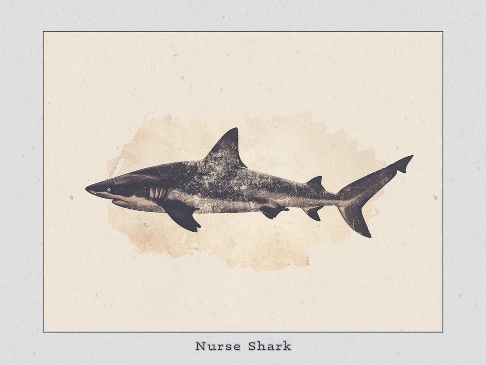 Nurse Shark Grey Silhouette 1 Poster