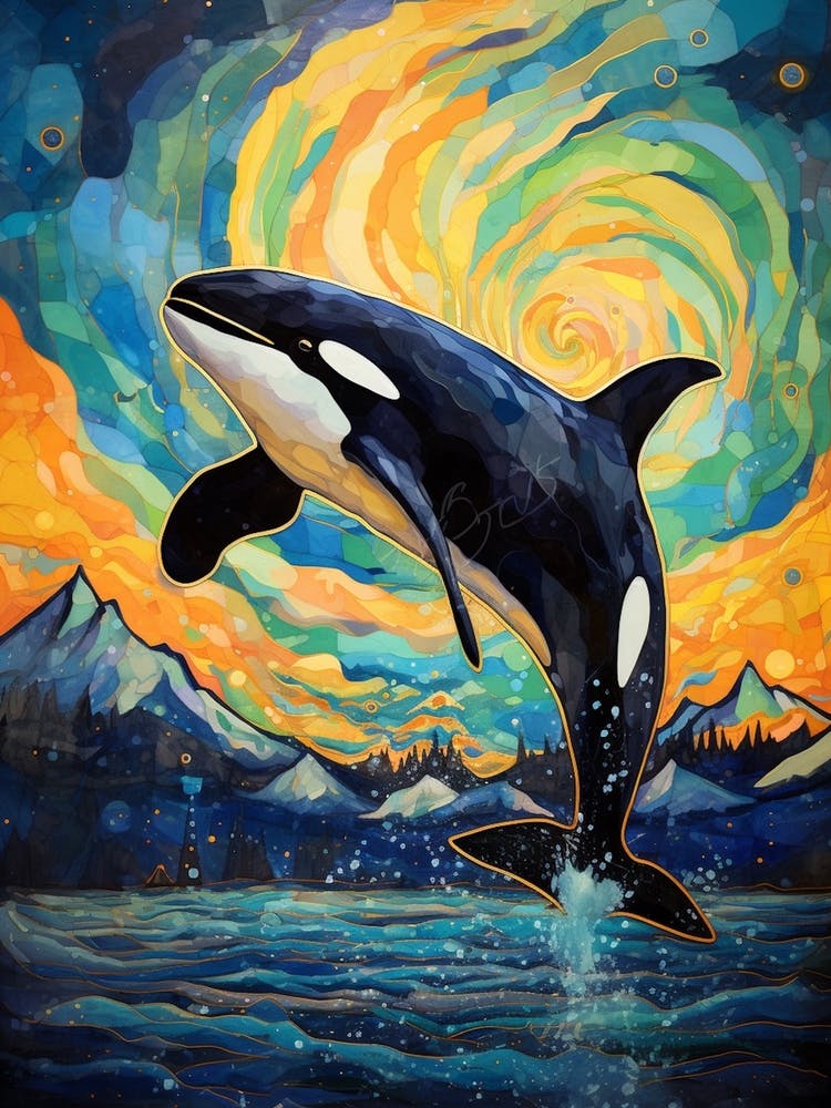 Orca Whale Coast At Night