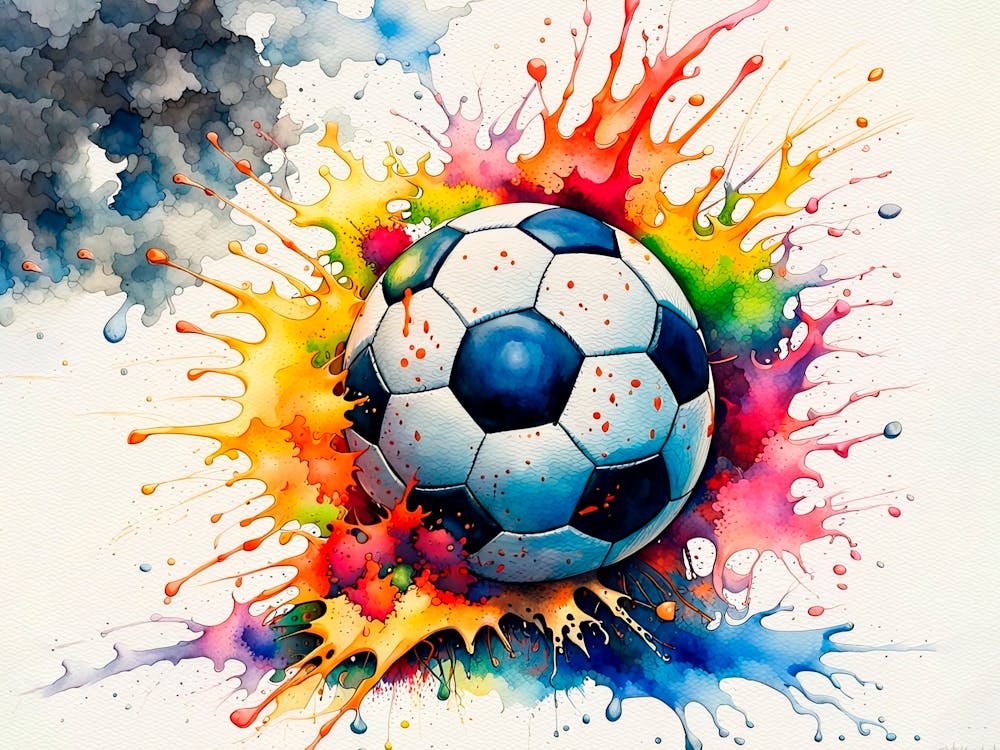Soccer ball in watercolor