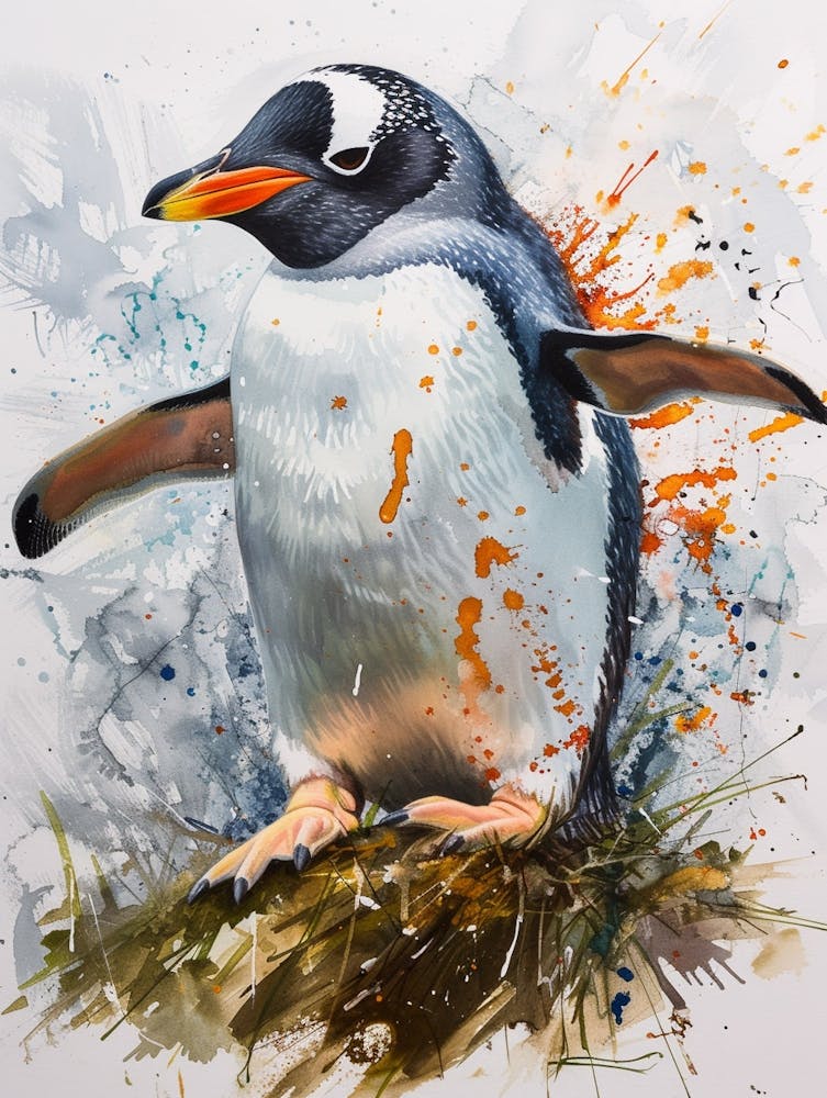 Humboldt Penguin Livingston Island Watercolour Painting 2