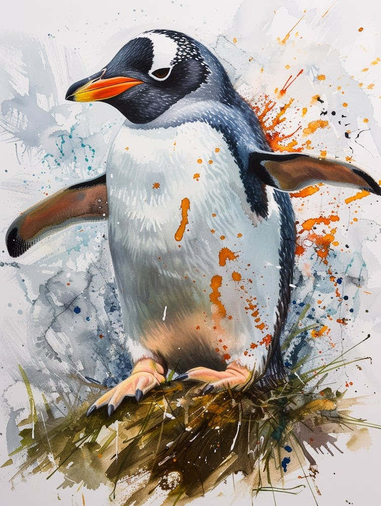 Humboldt Penguin Livingston Island Watercolour Painting 2