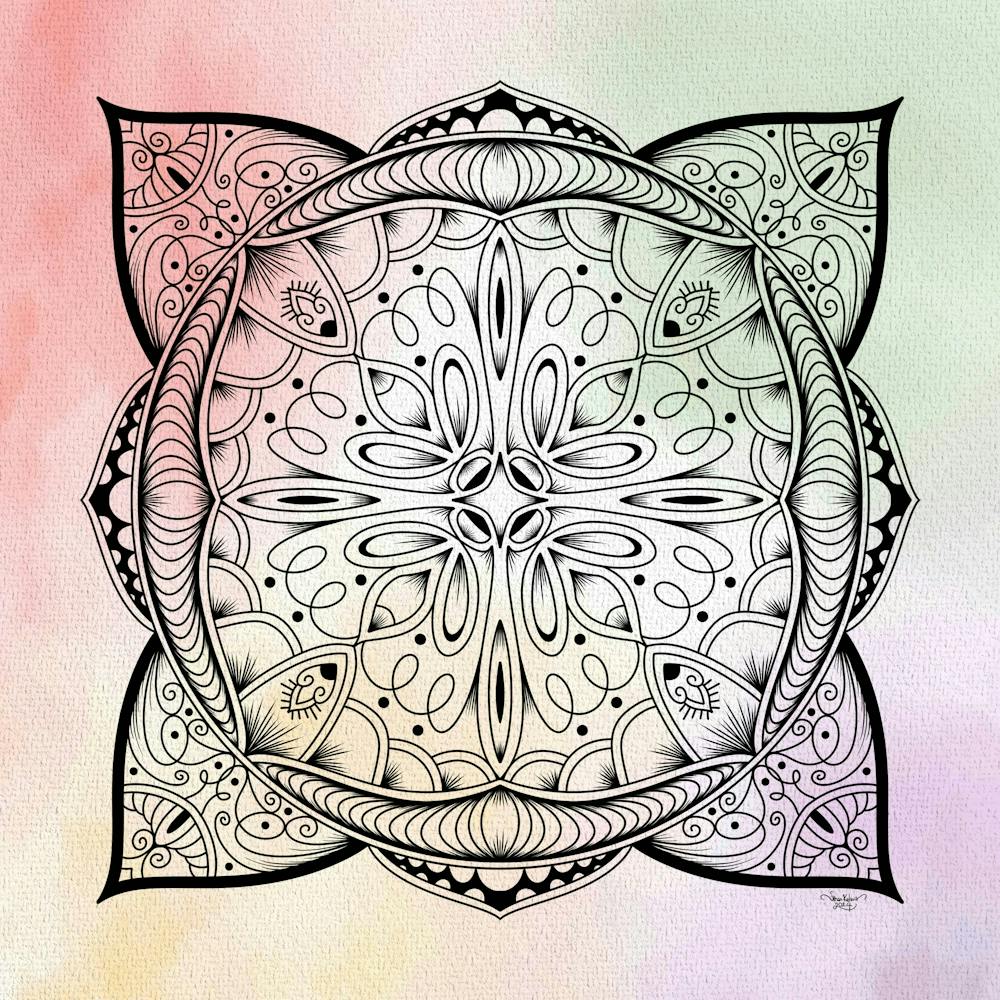 Spiritual Mandala Motif on Watercolor Background
