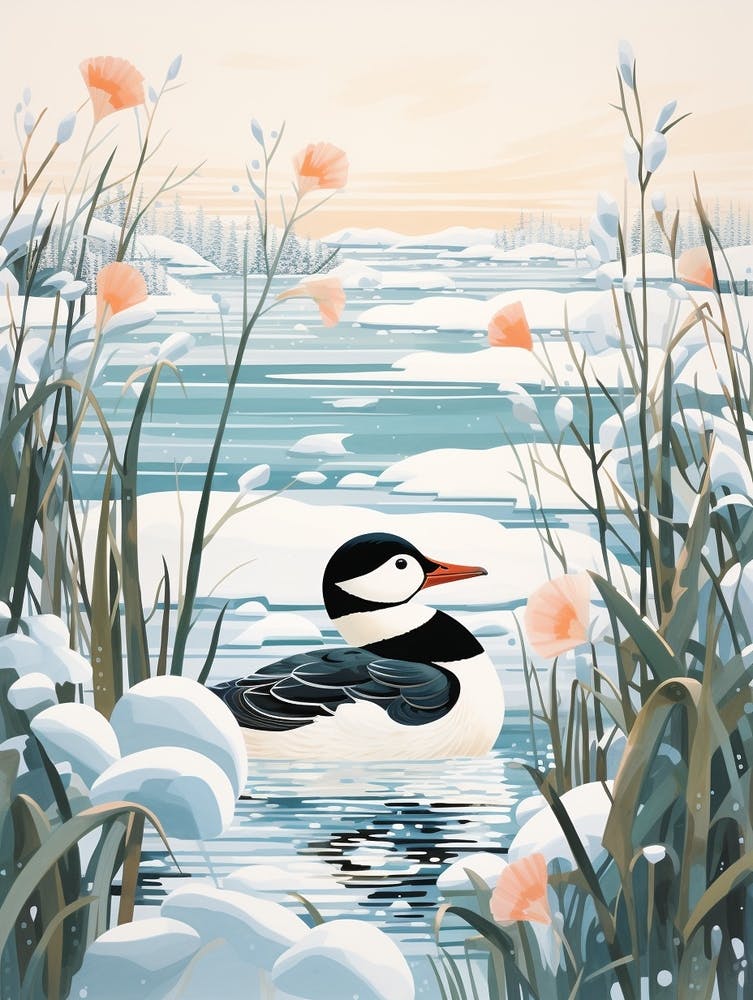 Winter Bird Painting Bufflehead 2