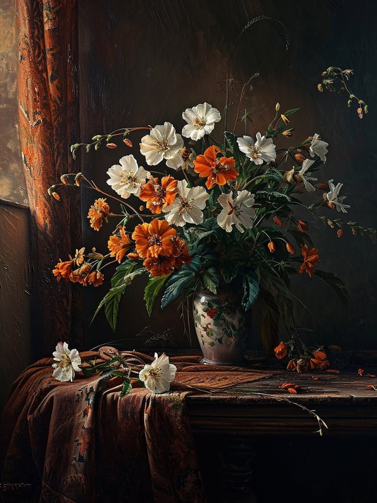 Baroque Floral Still Life Evening Primrose 4