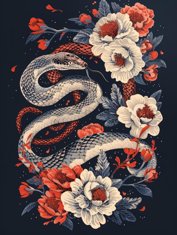 Snake And Flowers 1