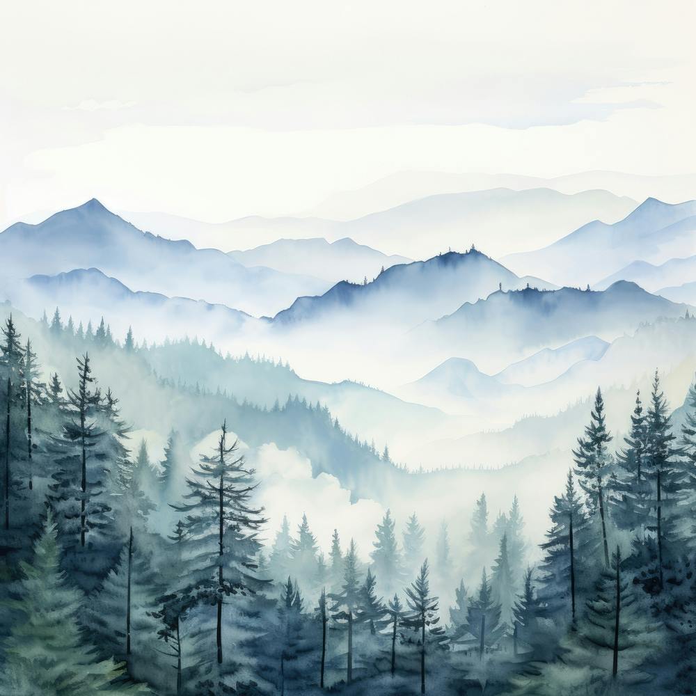 Aquarell eines Waldes 1