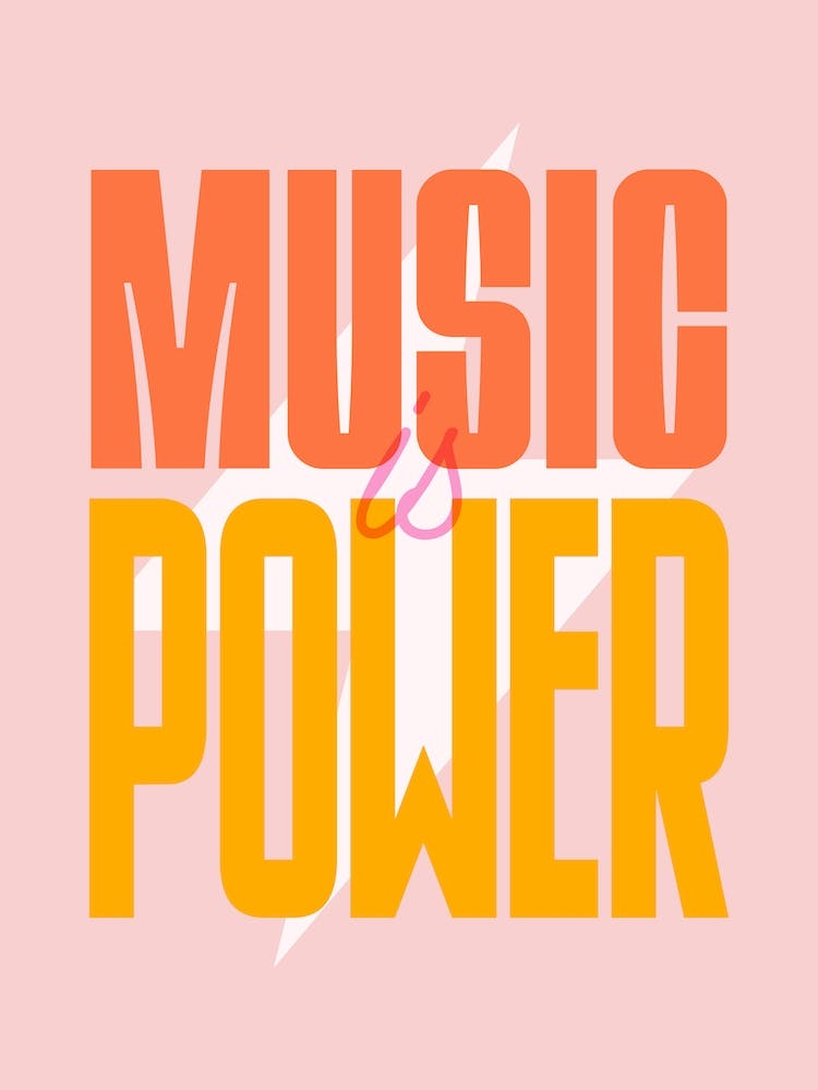 Pink Typographic Music Is Power
