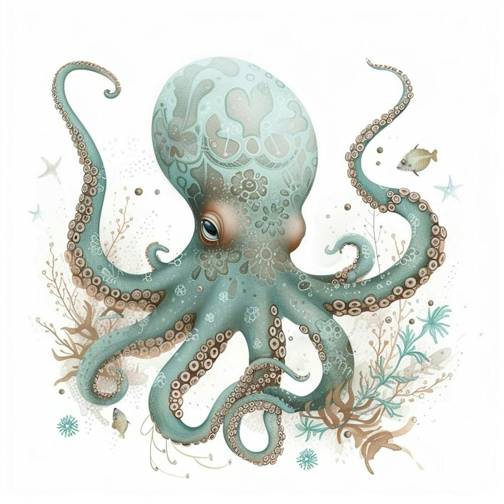 Patterned Storybook Style Octopus