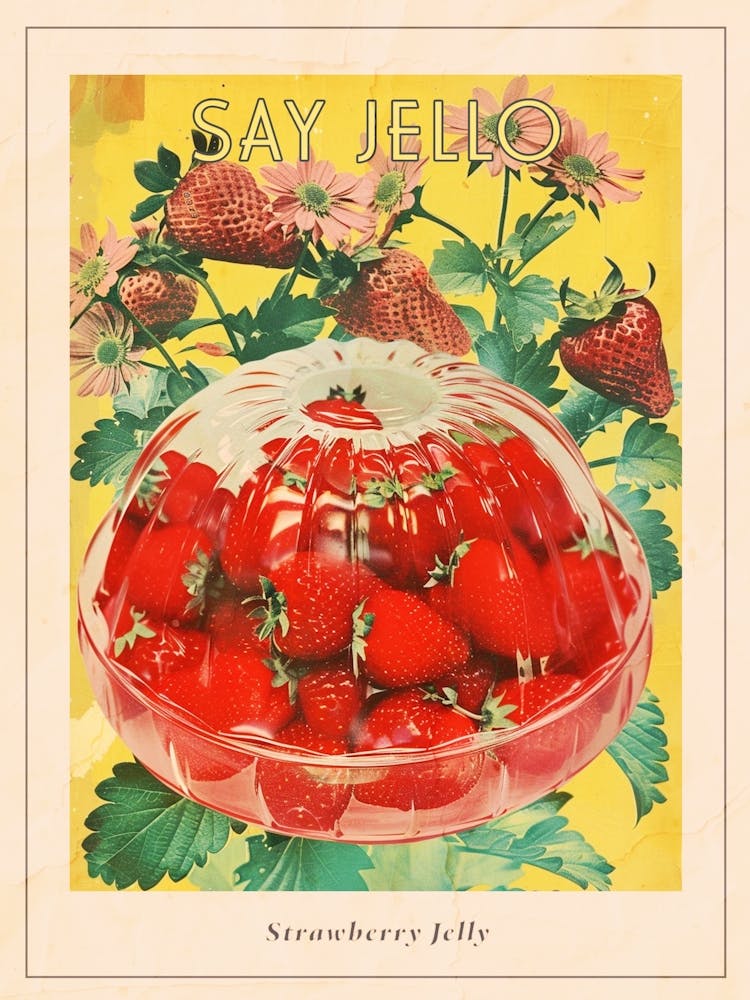 Strawberry Jelly Retro Collage 4 Poster