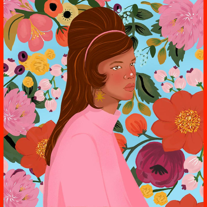 Pink Flowers And The 60's Girl