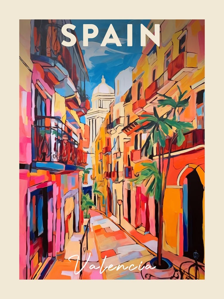 Valencia Spain 6 Fauvist Painting Travel Poster