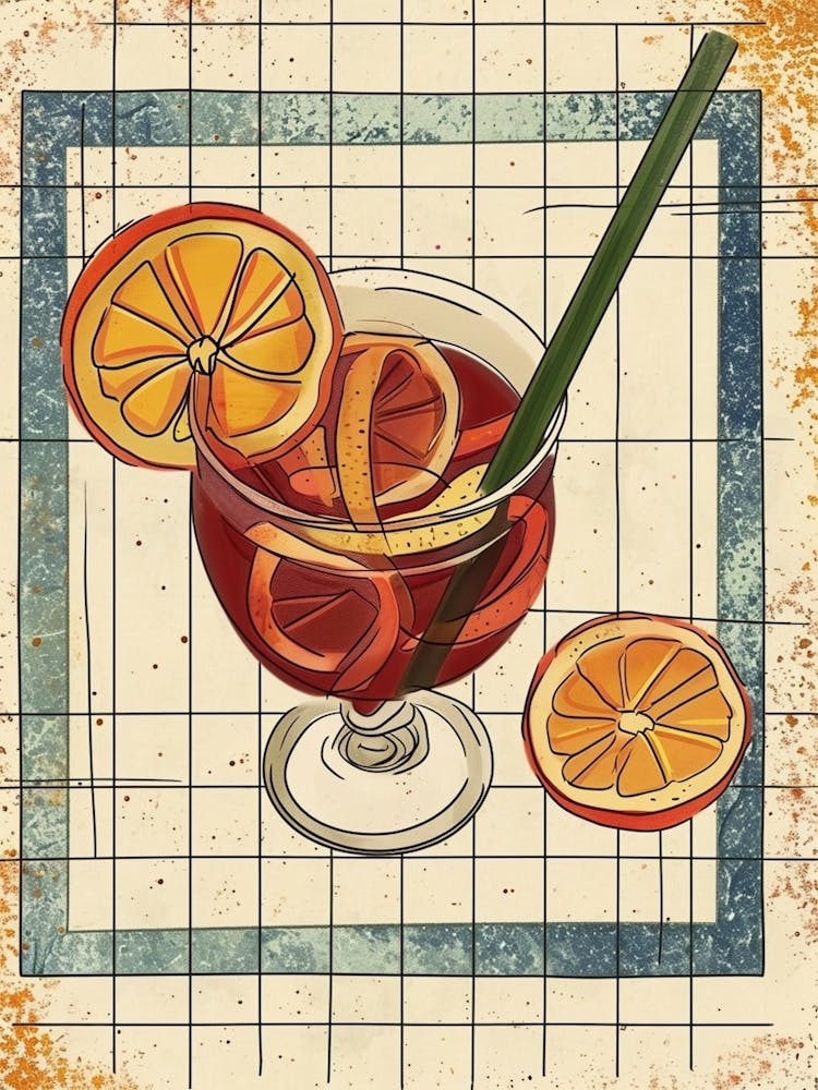 Sangria Illustration On A Tiled Background