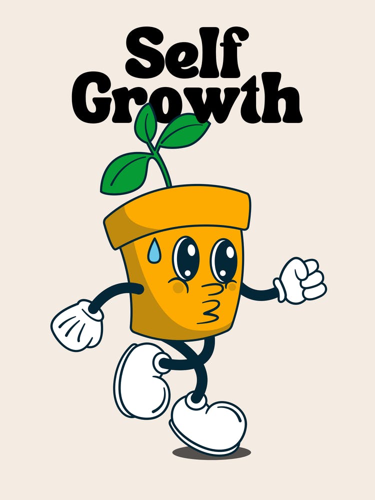 Self Growth Motivational Retro Cartoon 2