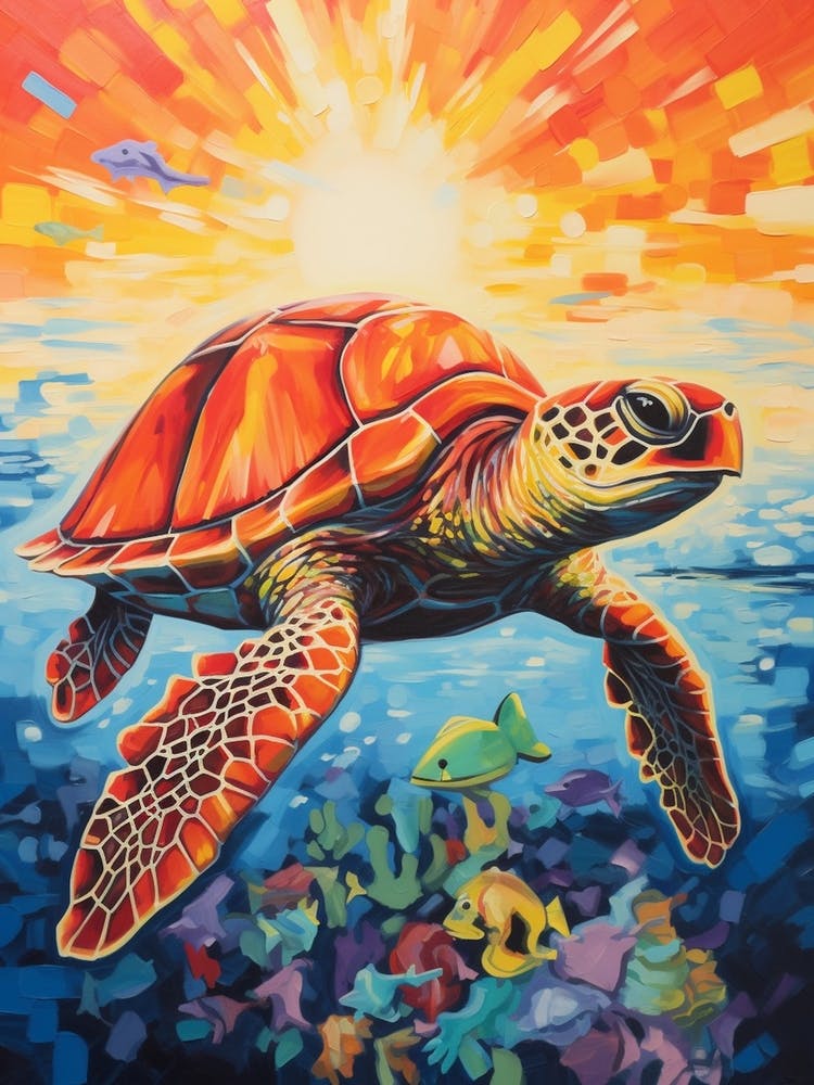 Sea Turtle And The Sunset 1