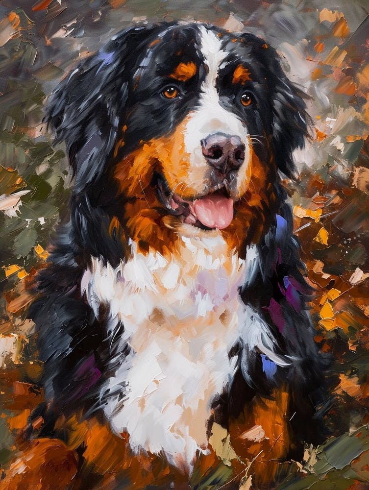 Burnese Mountain Dog Acrylic Painting 4