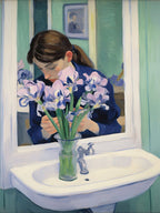 Bathroom Vanity Painting With A Iris Bouquet 1