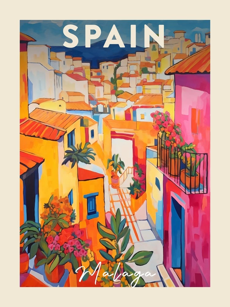 Malaga Spain 8 Fauvist Painting  Travel Poster