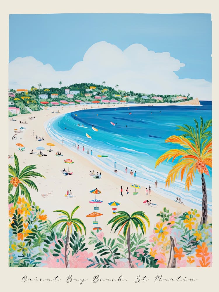 Poster Of Orient Bay Beach, St Martin, Matisse And Rousseau Style 1