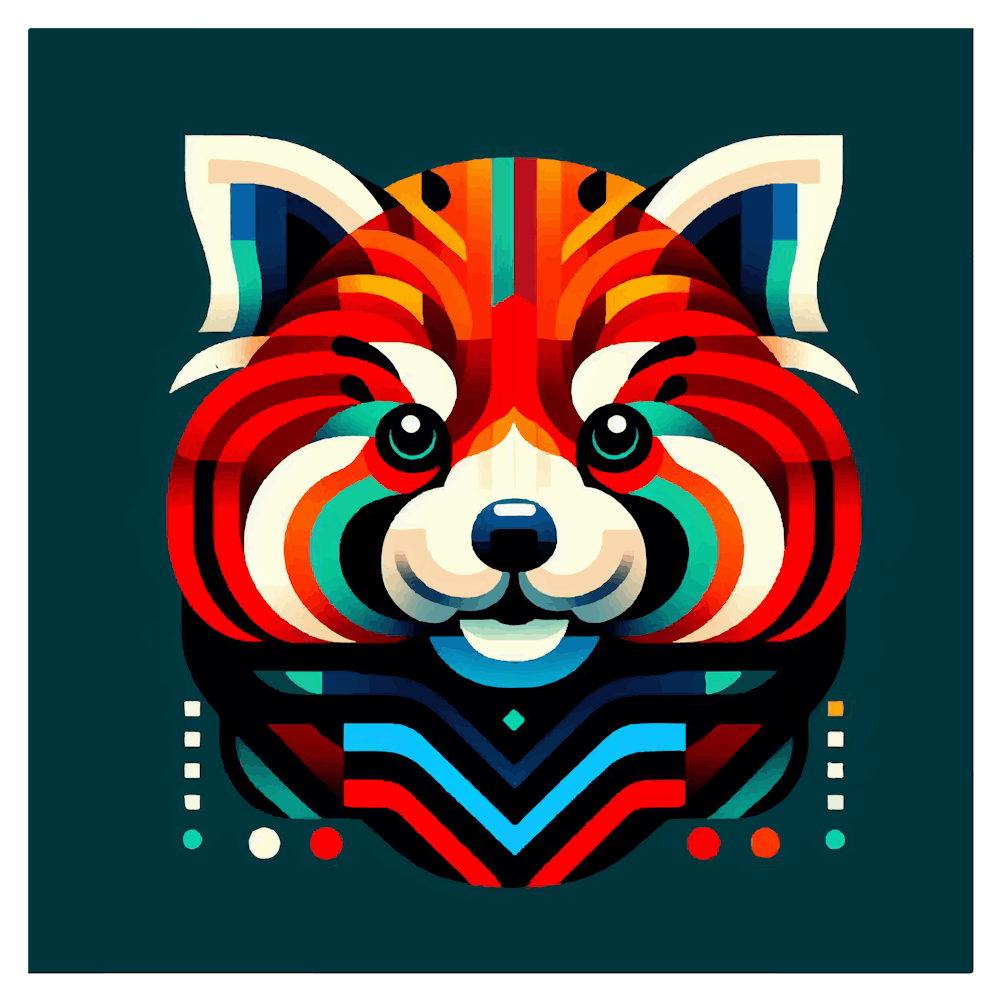 Red Panda Abstract: A Colorful Acrylic Painting
