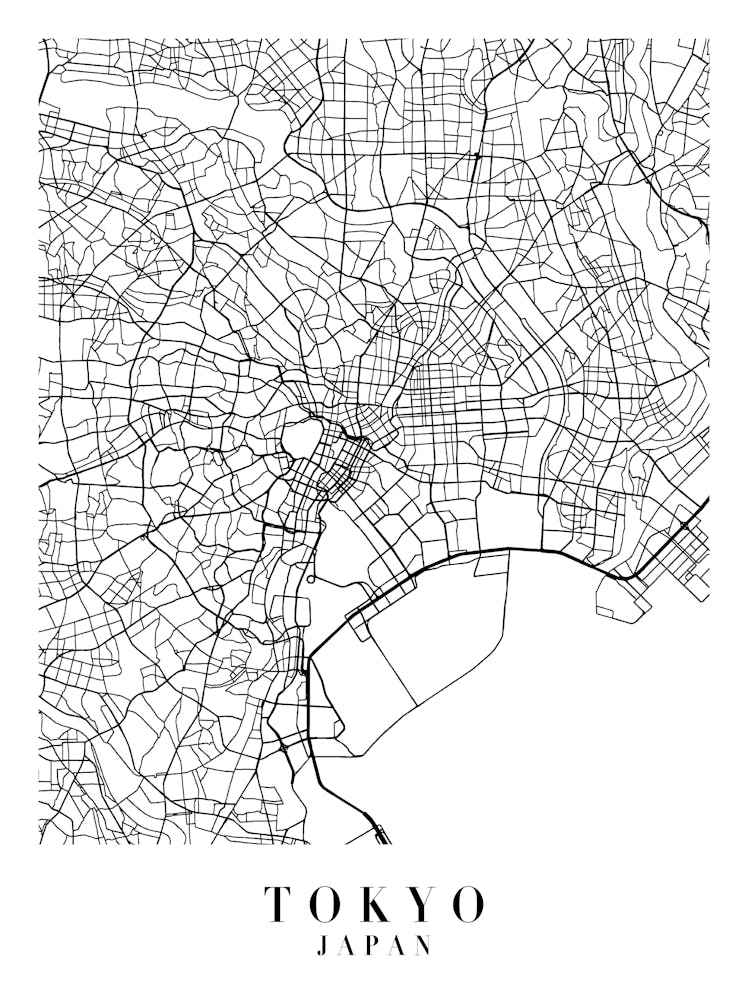 Tokyo Japan Street Map Minimal