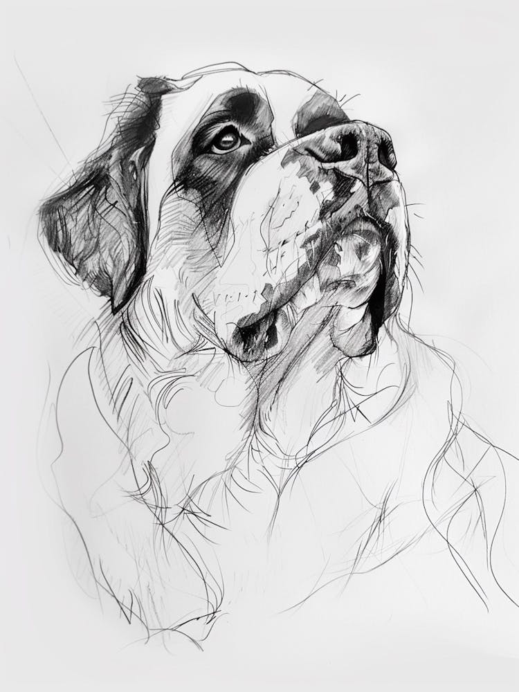 St Bernard Dog Charcoal Line 1