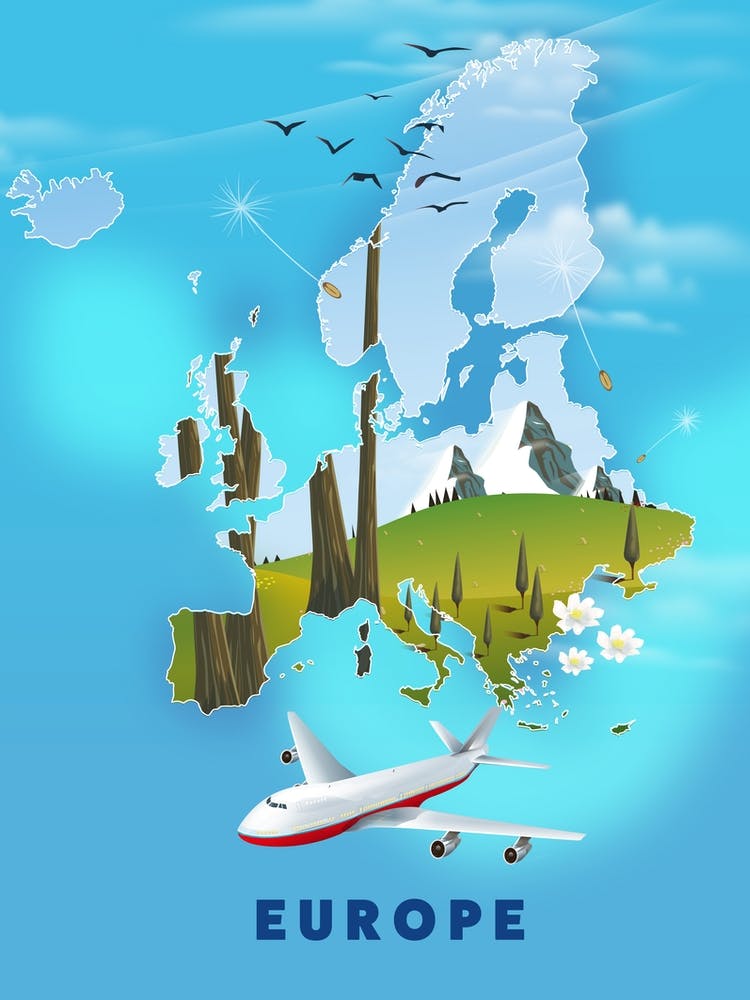 Map Of Europe Travel poster