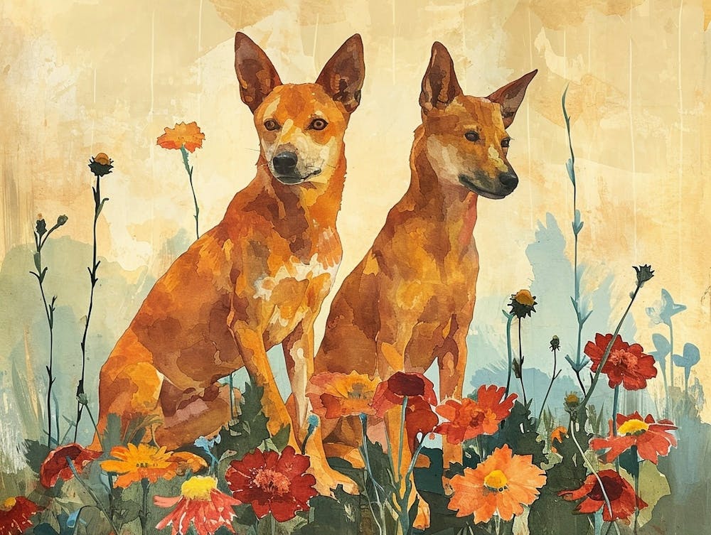 Floral Animal Illustration Dingo 1