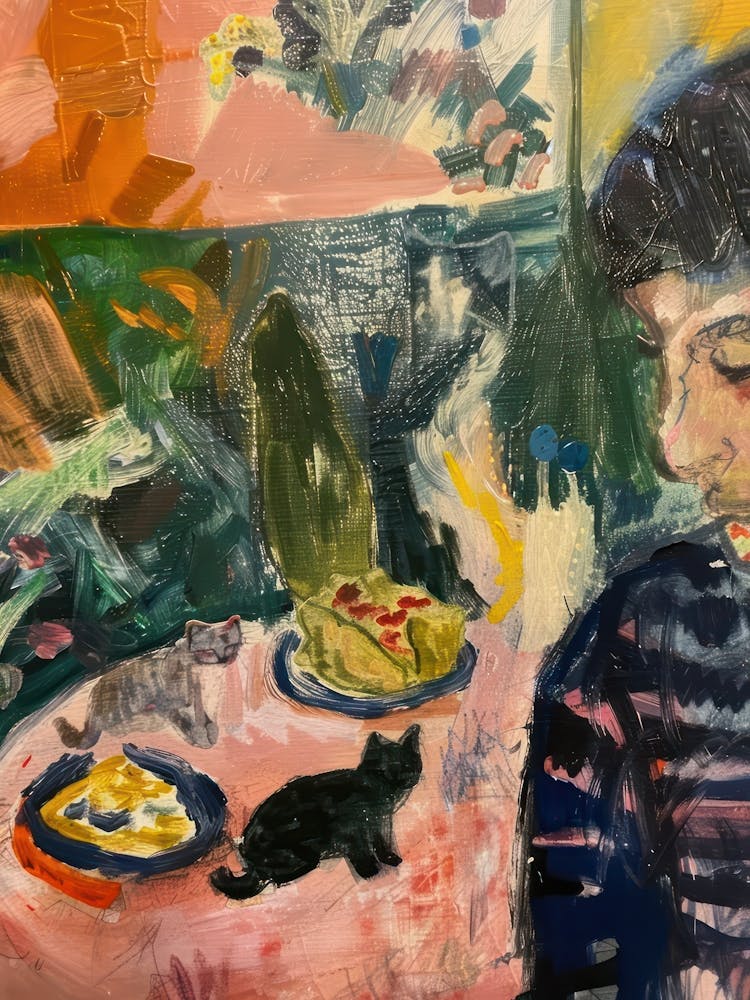 Portrait Of A Boy With Cats