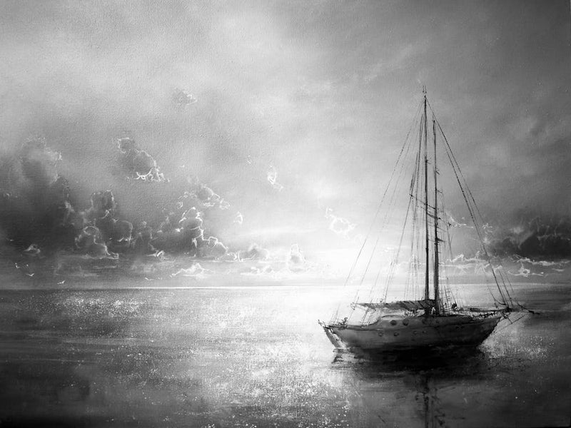 Sailboat In Black And White