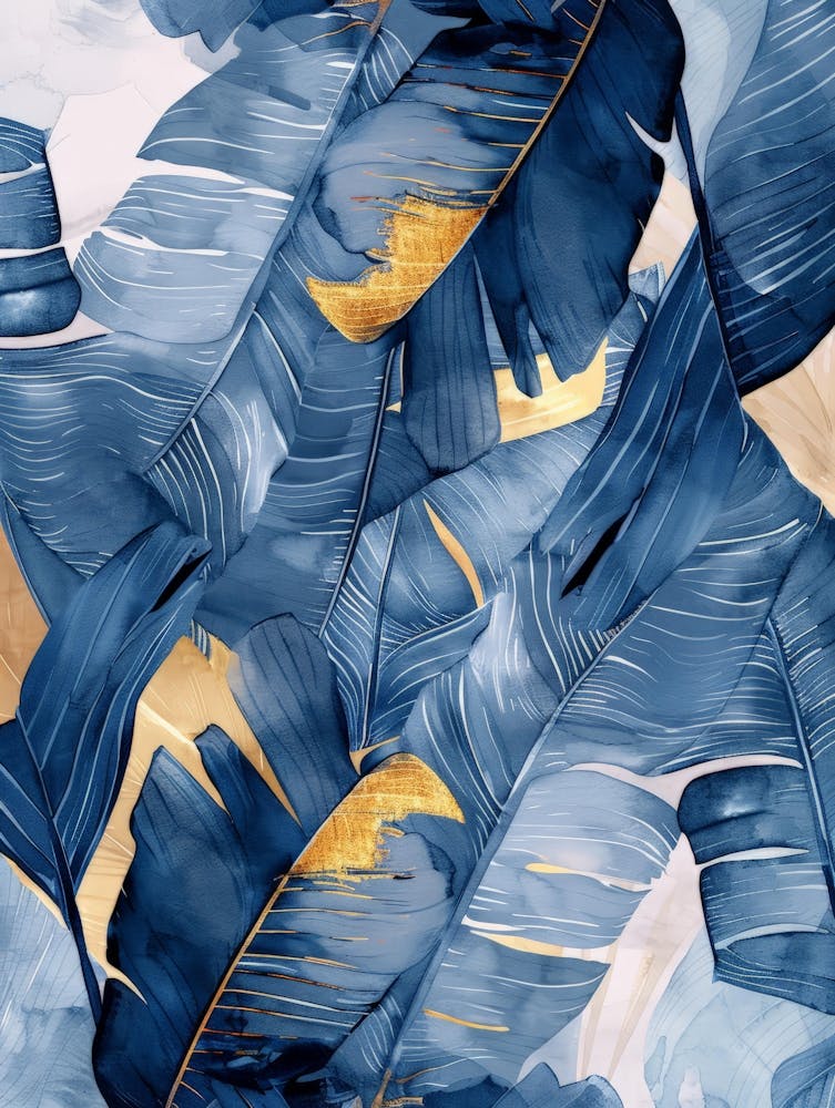 Feuilles Bleues et Dorées 5