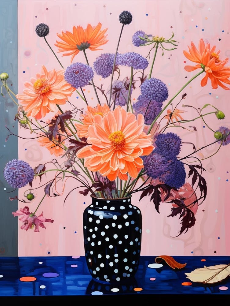 Fleurs Surréalistes Asters 6 Peinture Florale