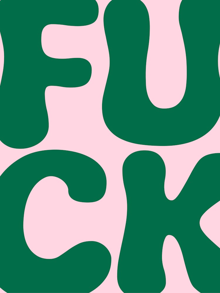 Pink and Green Fuck Swear Bold Typography Text Art