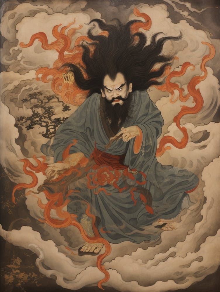 Japanese Fjin Wind God Illustration 3