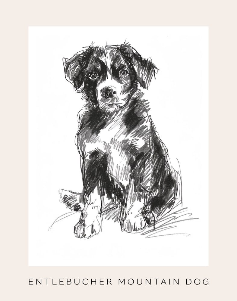 Entlebucher Mountain Dog Line Sketch 4 Poster