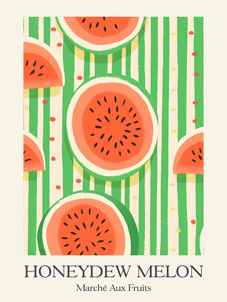 Marche Aux Fruits Honeydew Melon Fruit Summer Illustration 2