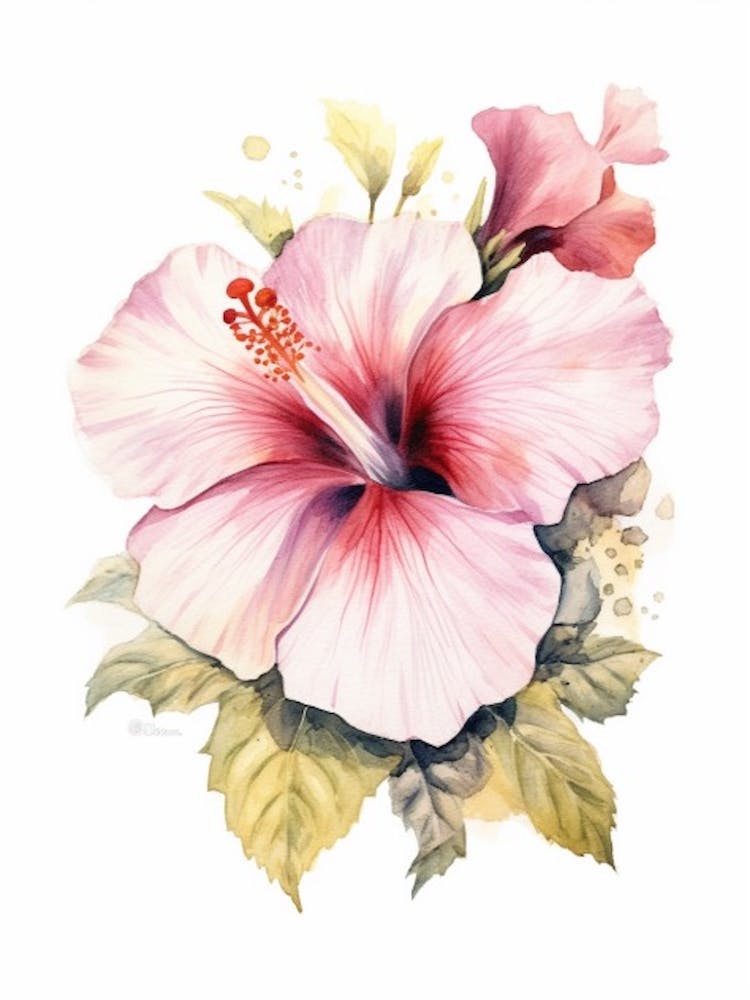 Beehive With Hibiscus Watercolour Illustration 4