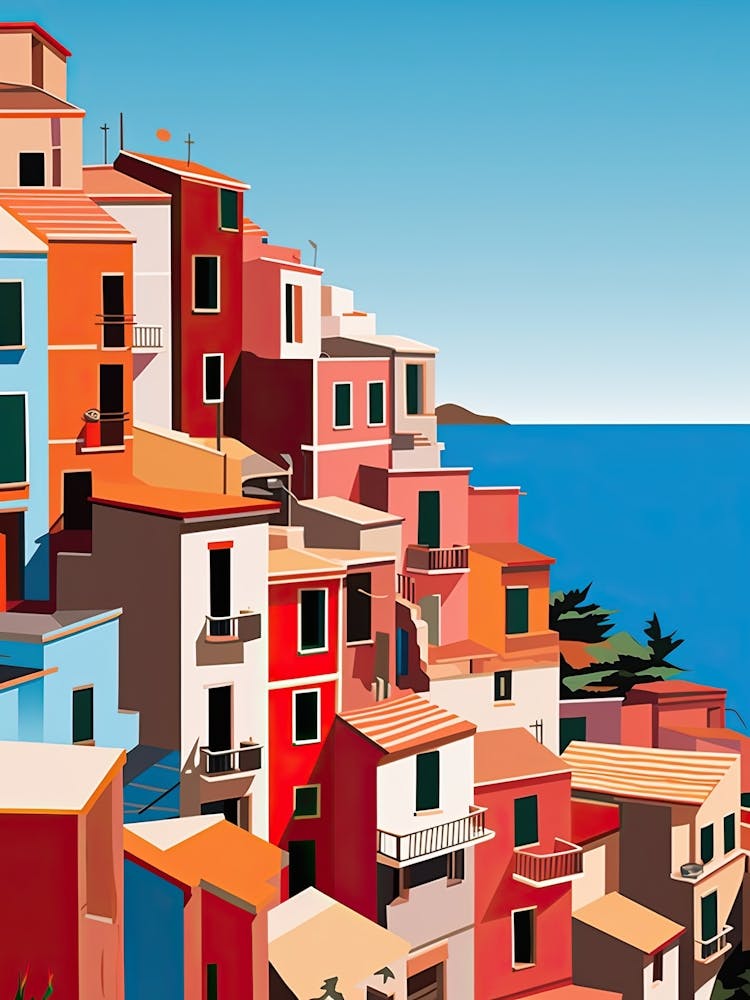 Cinque Terre, Italy, Bold Outlines 2