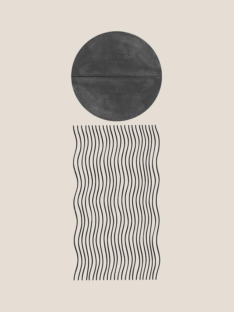 Wavy Lines Minimalist Neutral Color Beige and Black