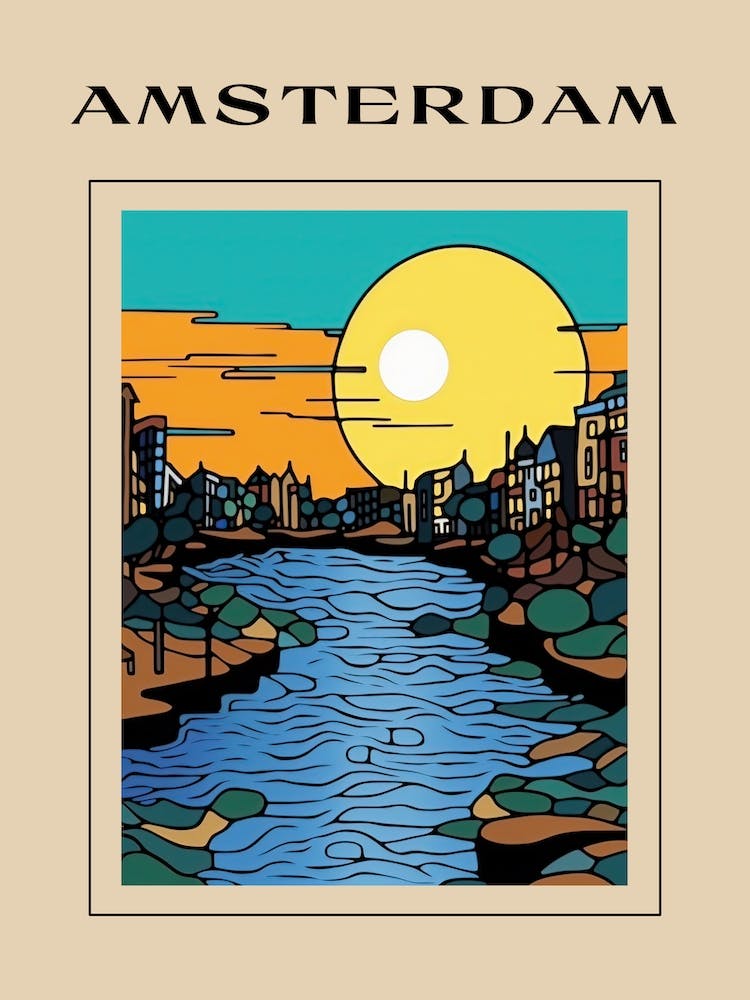 Minimal Design Style Of Amsterdam, Netherlands 2 Poster