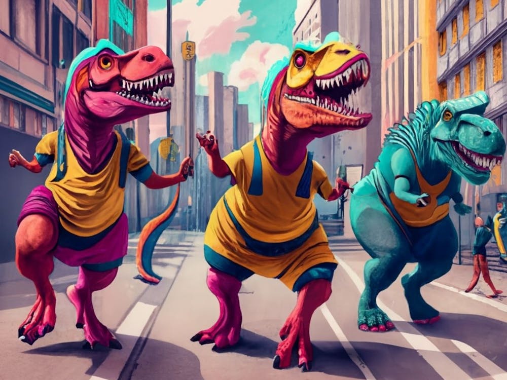 Dino Street Roarers Tanzen zum Beat