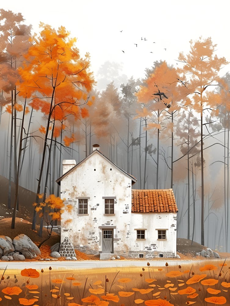 Autumn House In The Forest