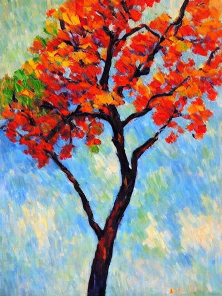 Mountain Ash tree Abstract Block Colour