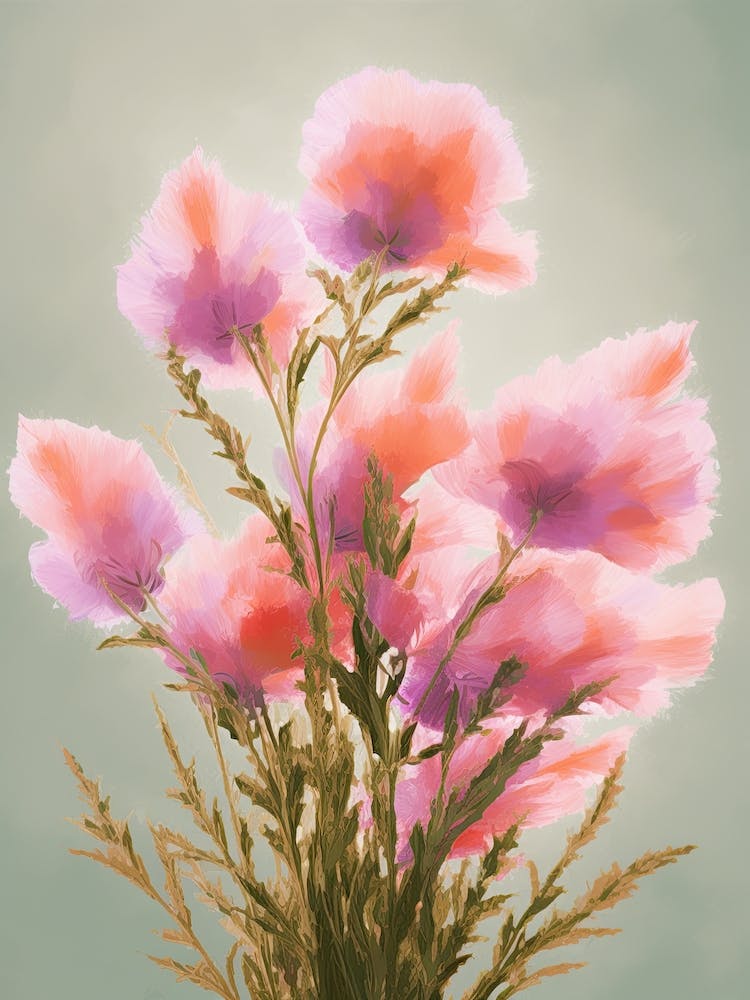 Heideblumen Acrylgemälde in Pastellfarben 2