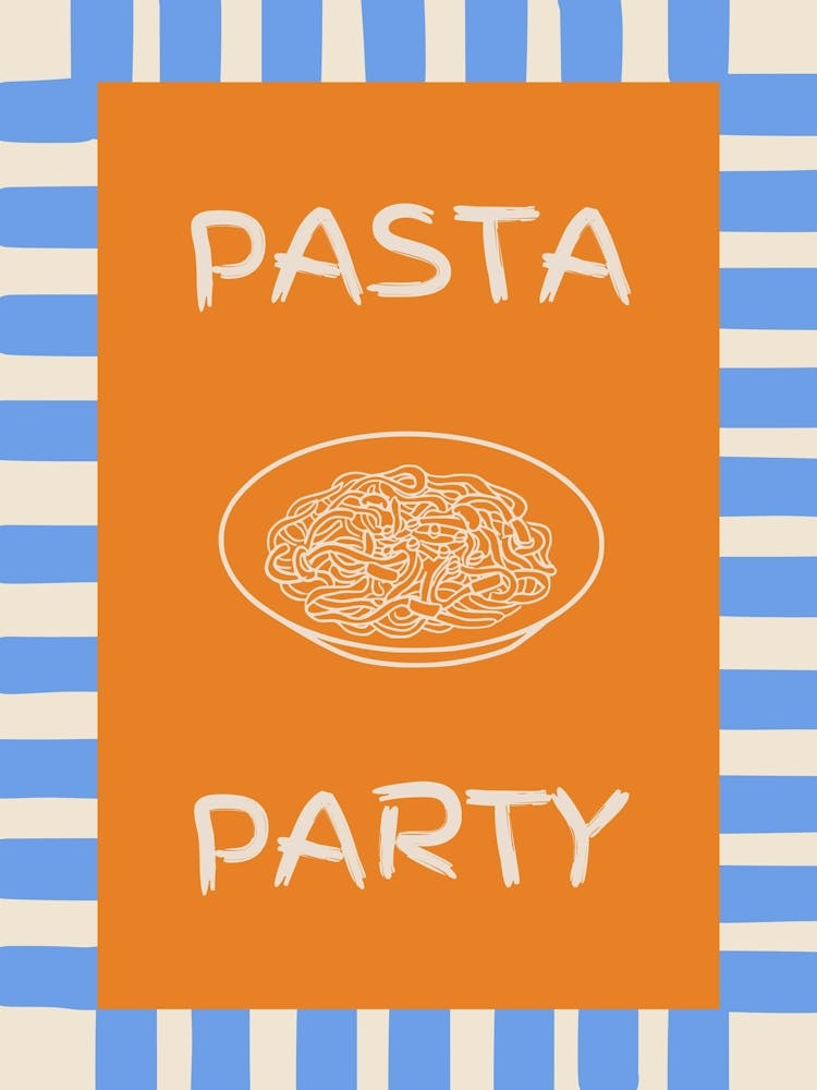 Pasta Party Orange & Blue Poster