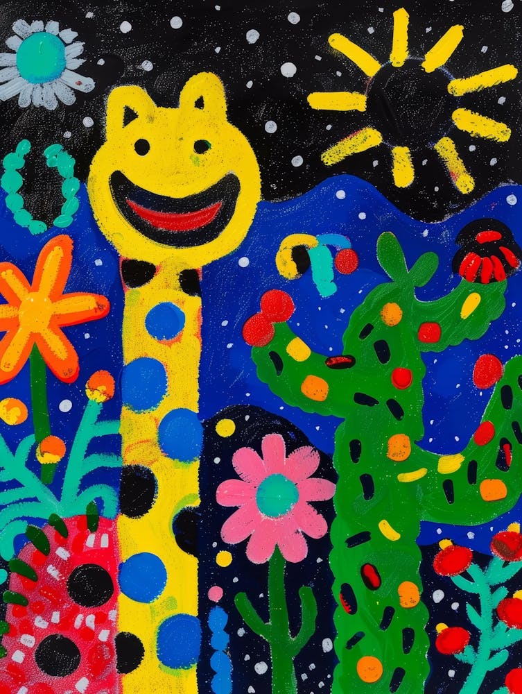 Giraffe und Kaktus