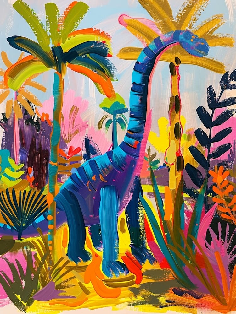 Abstract Colourful Palm Tree Painting