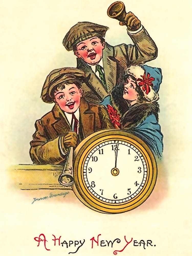 Kids Behind A Watch Celebrating A New Year