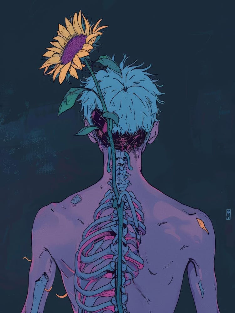 Sunflower And Skeleton